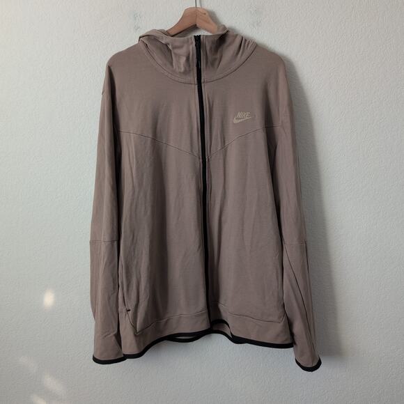 Nike Sportswear Tech Fleece Full Zip Light Brown Hoodie DX0822 Sweatshirt XXL - Picture 10 of 14